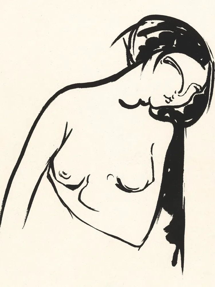 Nude Figure Ink Sketch Poster. poster — illustration art