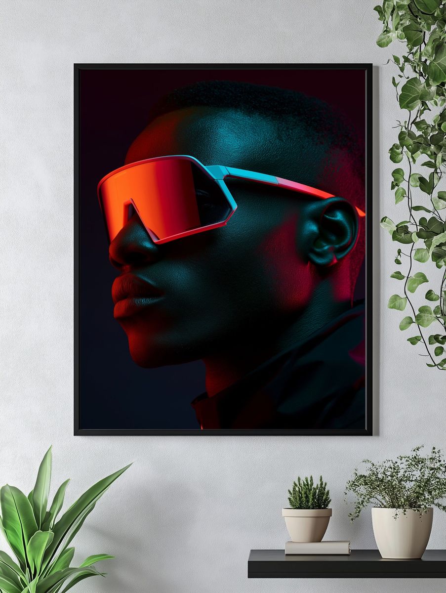 Neon Futurist Portrait Poster. — room view 4