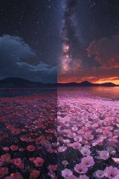 Starlit Flower Field — Nature Print