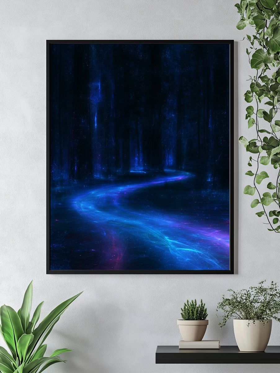 Neon Forest Path Abstract Print. — room view 4