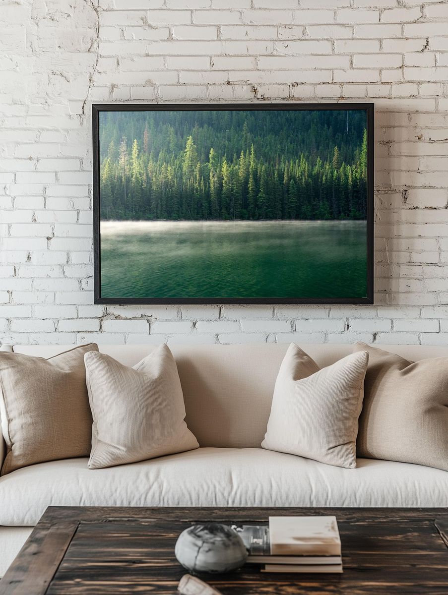 Misty Forest Reflection — Nature Print. — room view 1