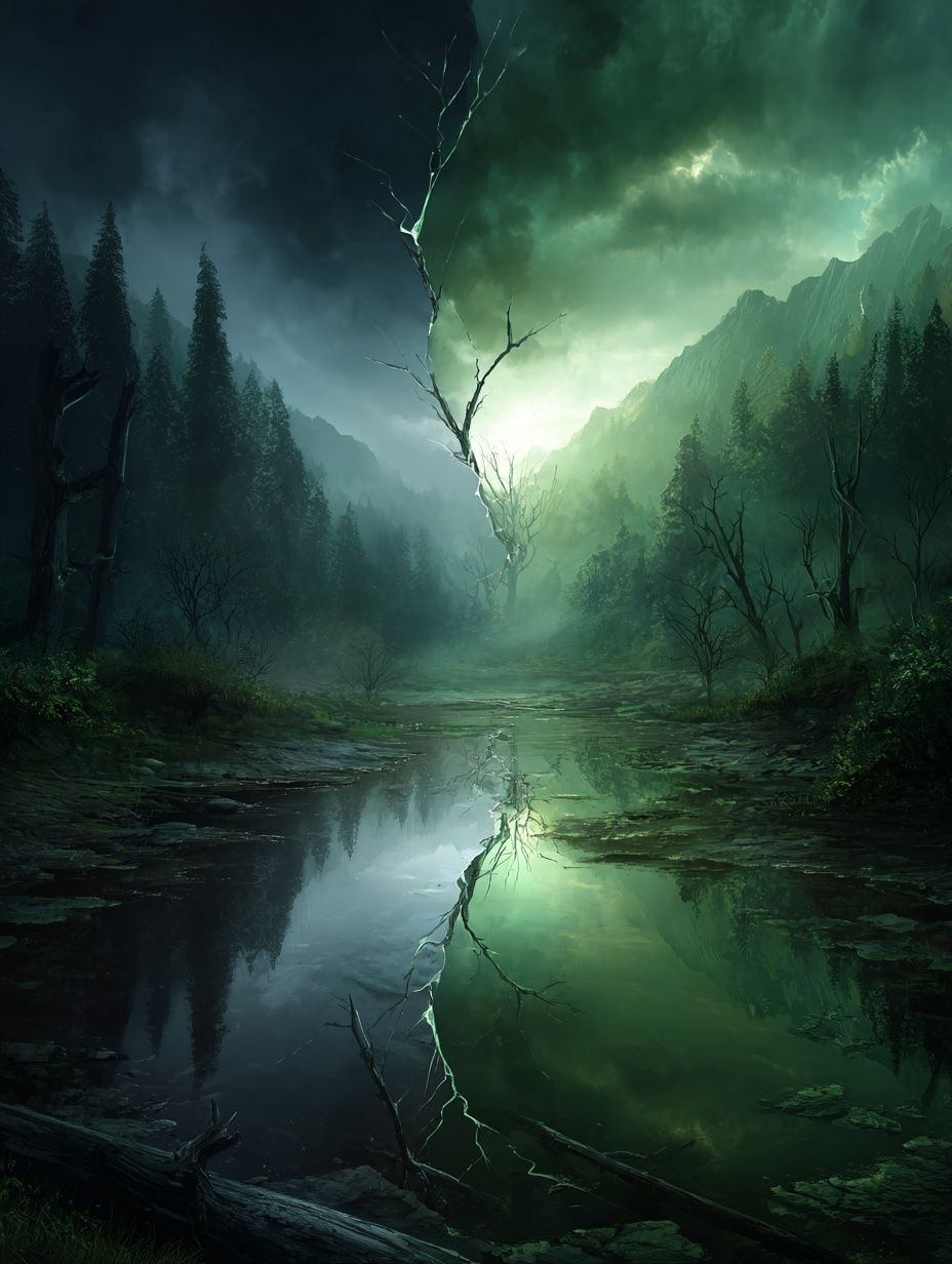 Mysterious Forest Reflection Poster. poster detail