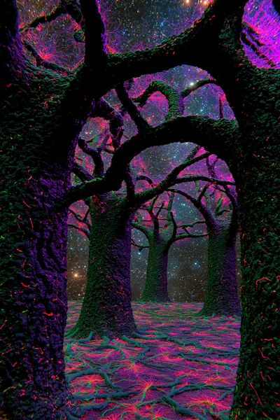 Neon Forest Under Stars Poster. poster print