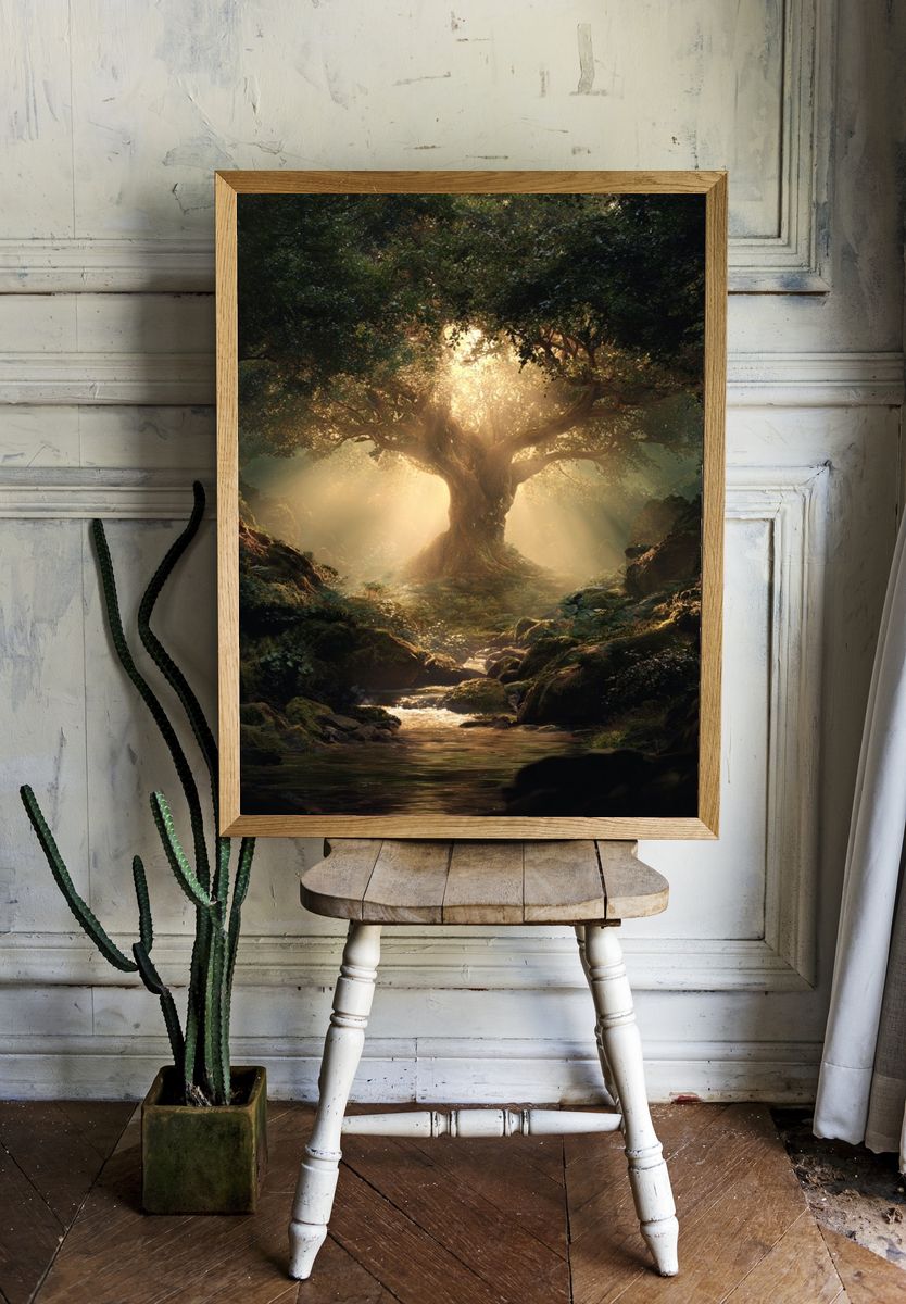 Majestic Tree in Enchanted Forest Poster room preview
