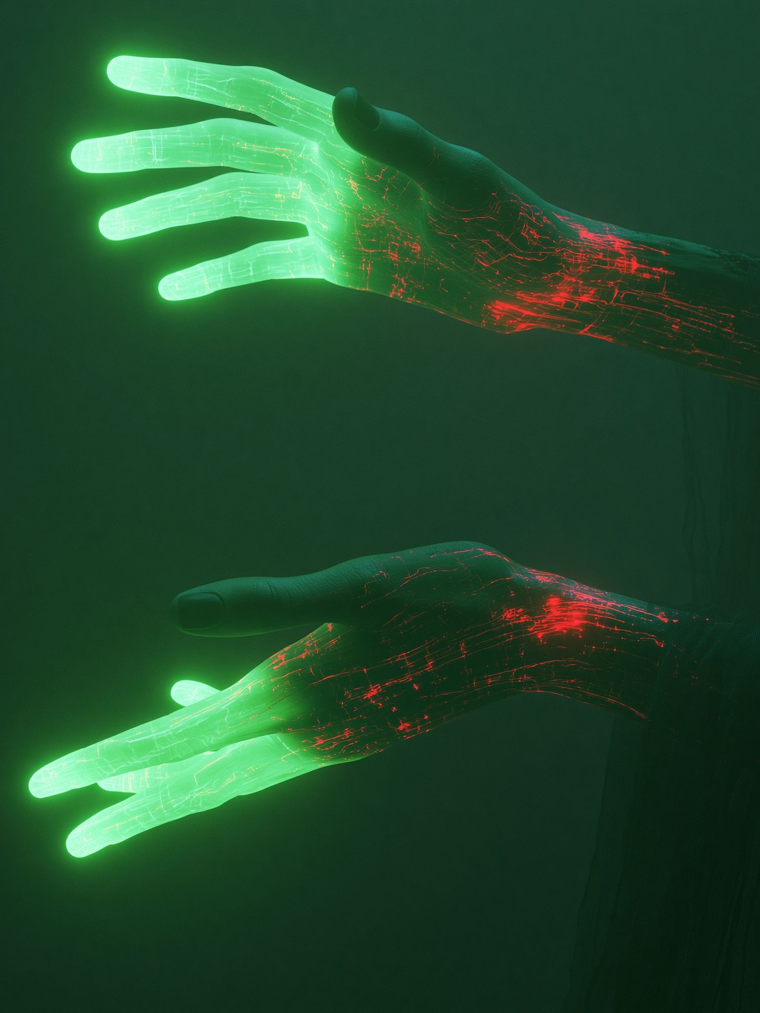 Neon Hands Digital Art Poster. poster — illustration art