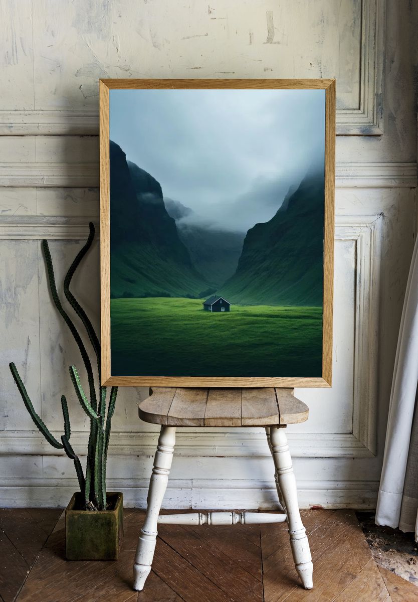 Solitary House in a Valley — Nature Poster. — room view 1