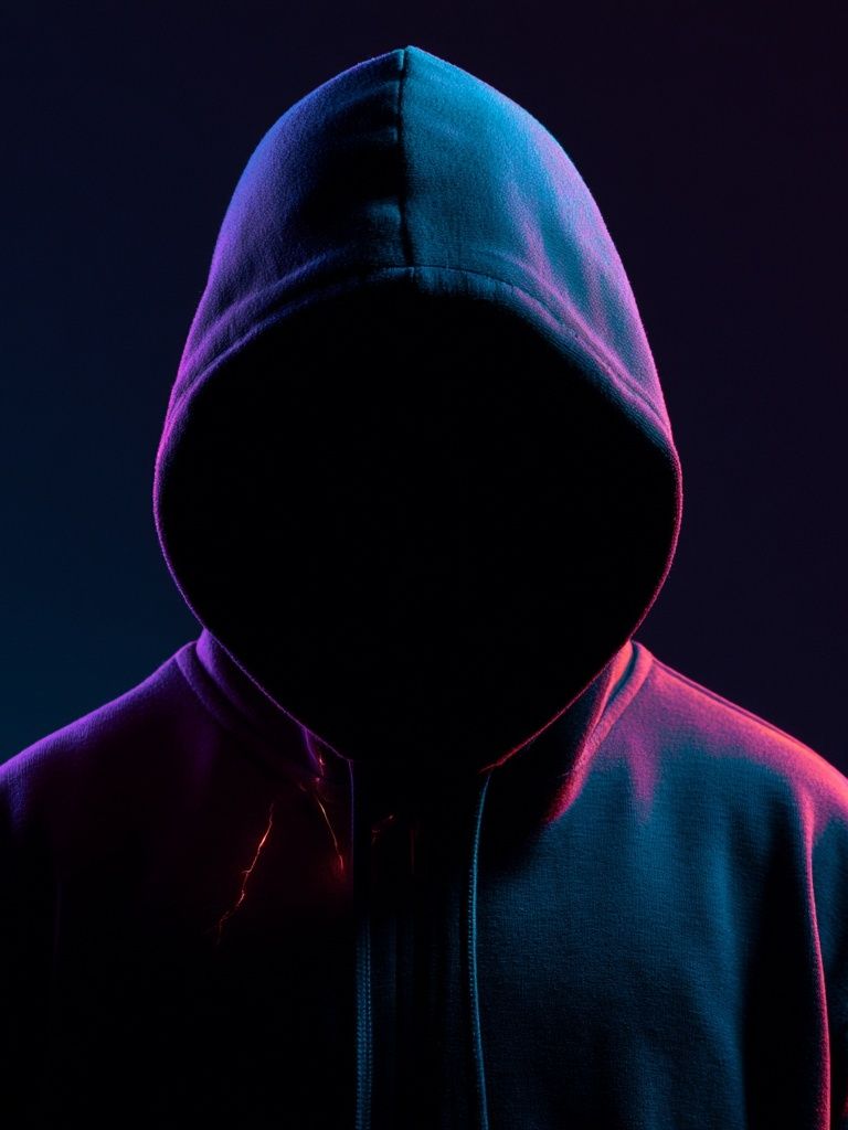 Neon Hooded Figure Photography Poster. poster detail
