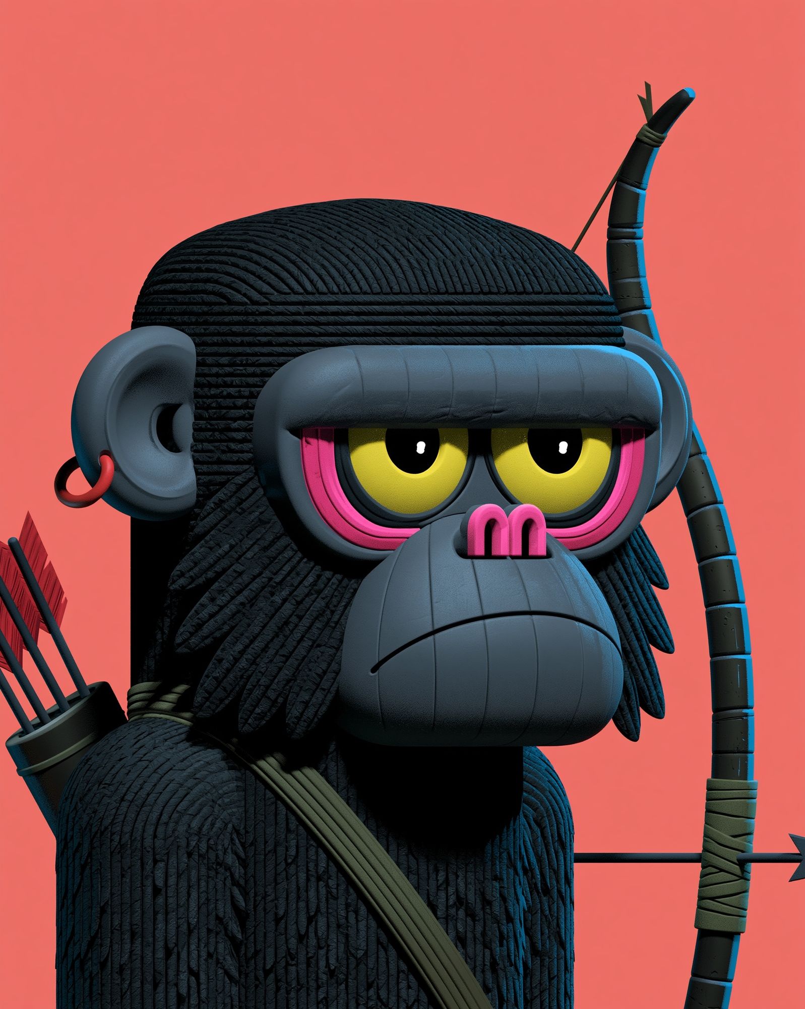 Ninja Monkey Digital Art Poster. poster — illustration art