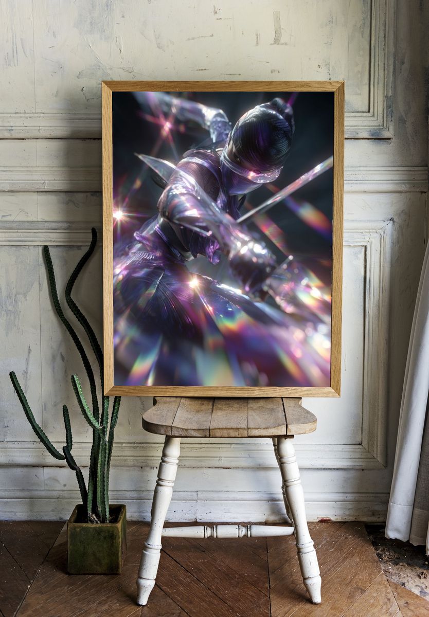 Futuristic Ninja Warrior Poster room preview
