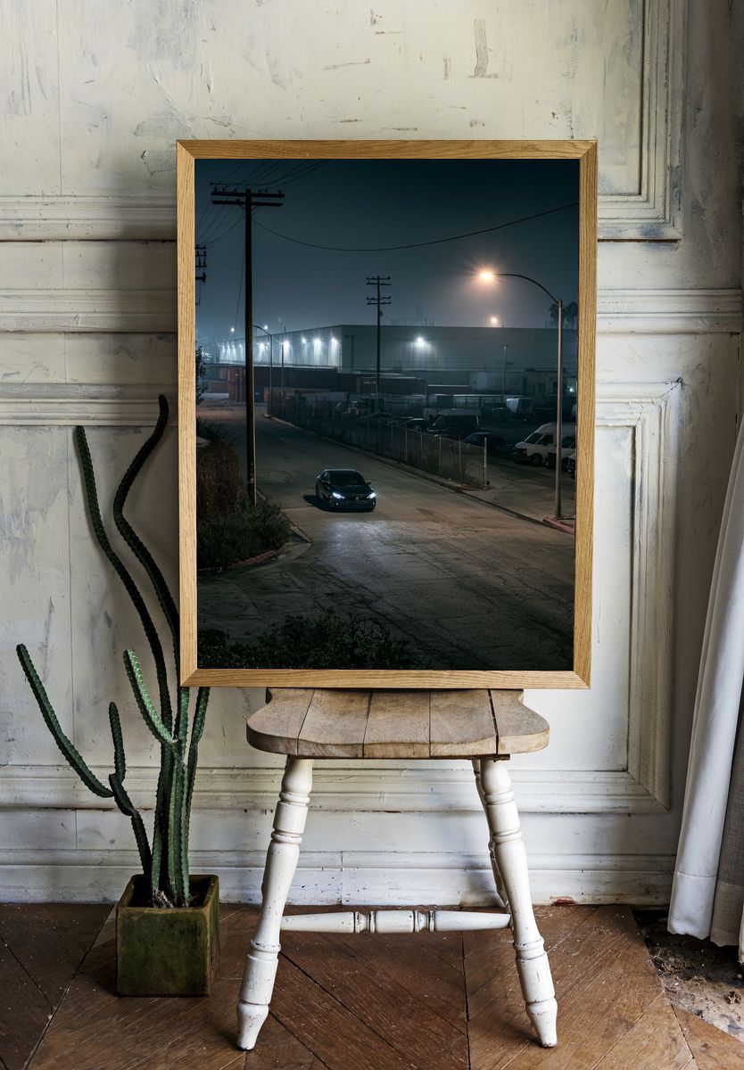Nocturnal Industrial Street Photography Poster. room preview