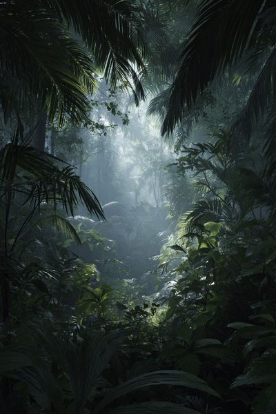 Misty Jungle Path — Nature Print. poster