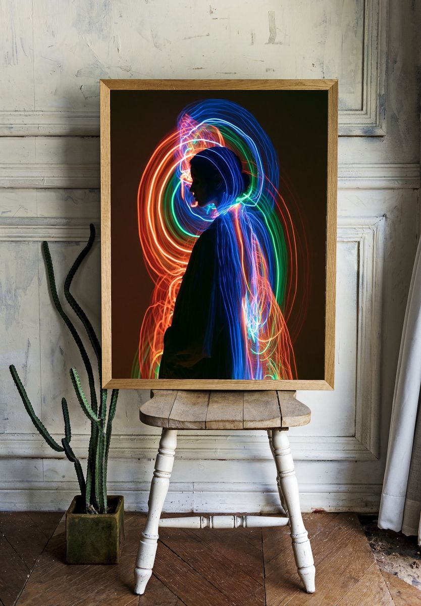 Neon Light Portrait Photography Poster. room preview