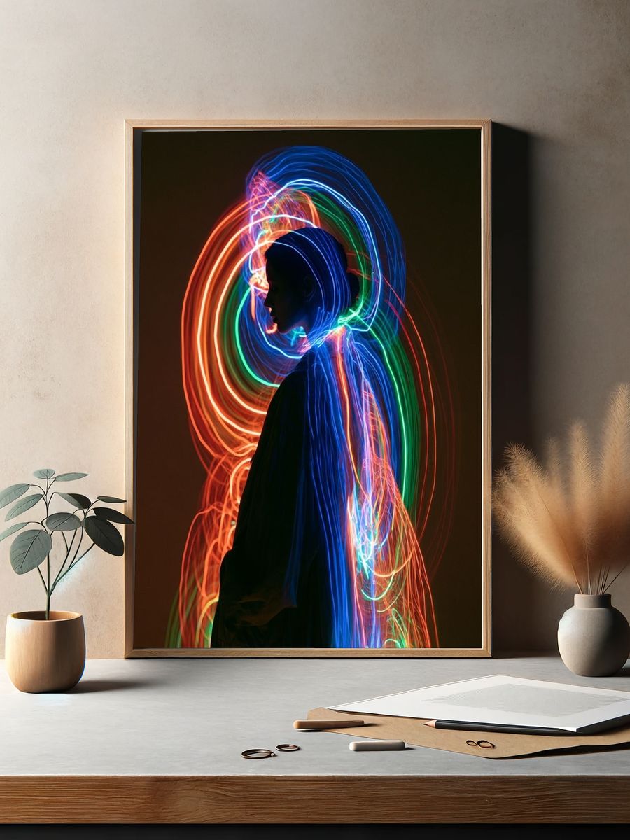 Neon Light Portrait Photography Poster. — room view 2