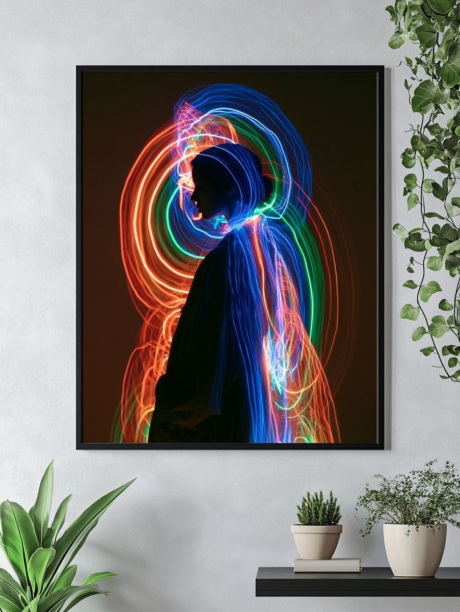 Neon Light Portrait Photography Poster. — room view 4