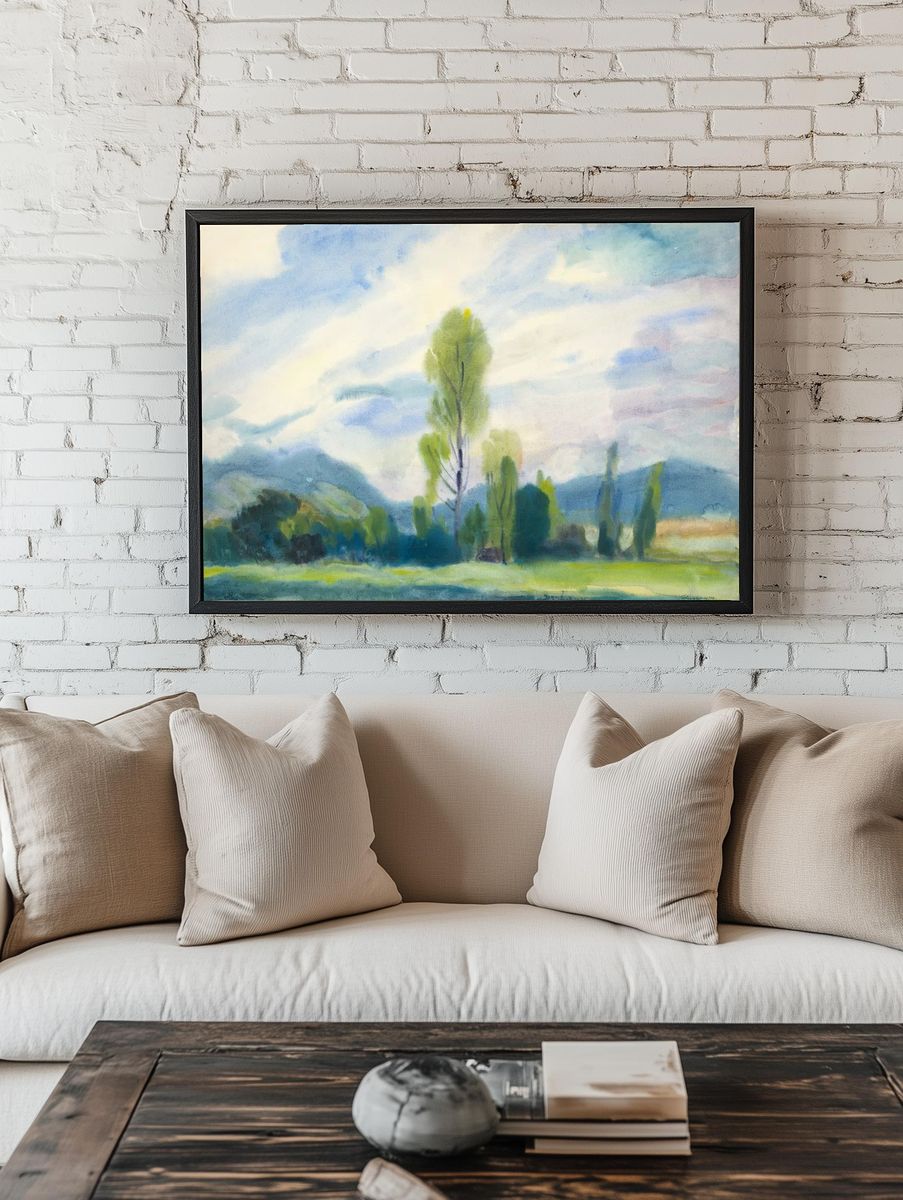 Lush Landscape — Watercolor Print. — room view 1