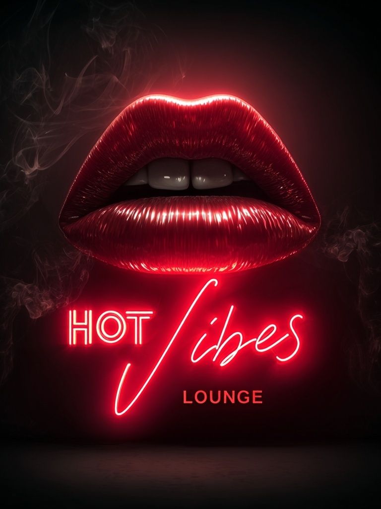 Hot Vibes Lounge Neon Poster. poster detail