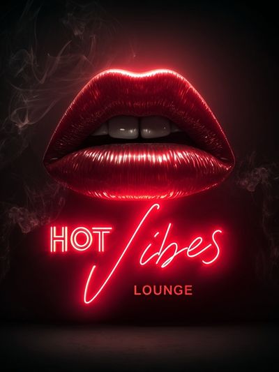 Hot Vibes Lounge Neon Poster. poster print