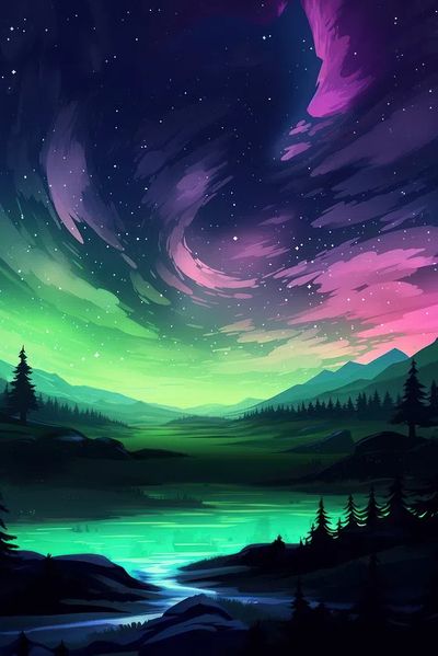 Aurora Borealis Landscape Poster