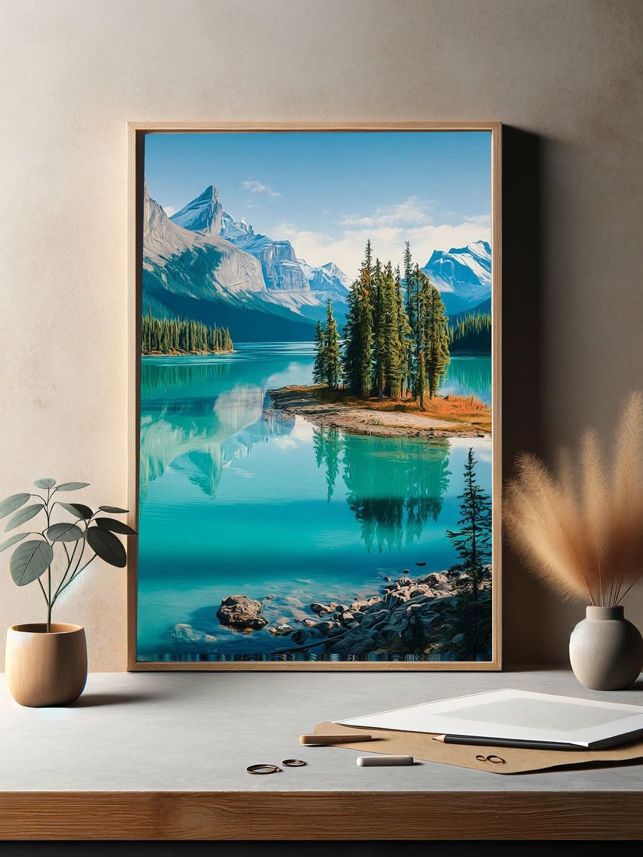 Mountain Lake Reflection — Nature Poster. — room view 2