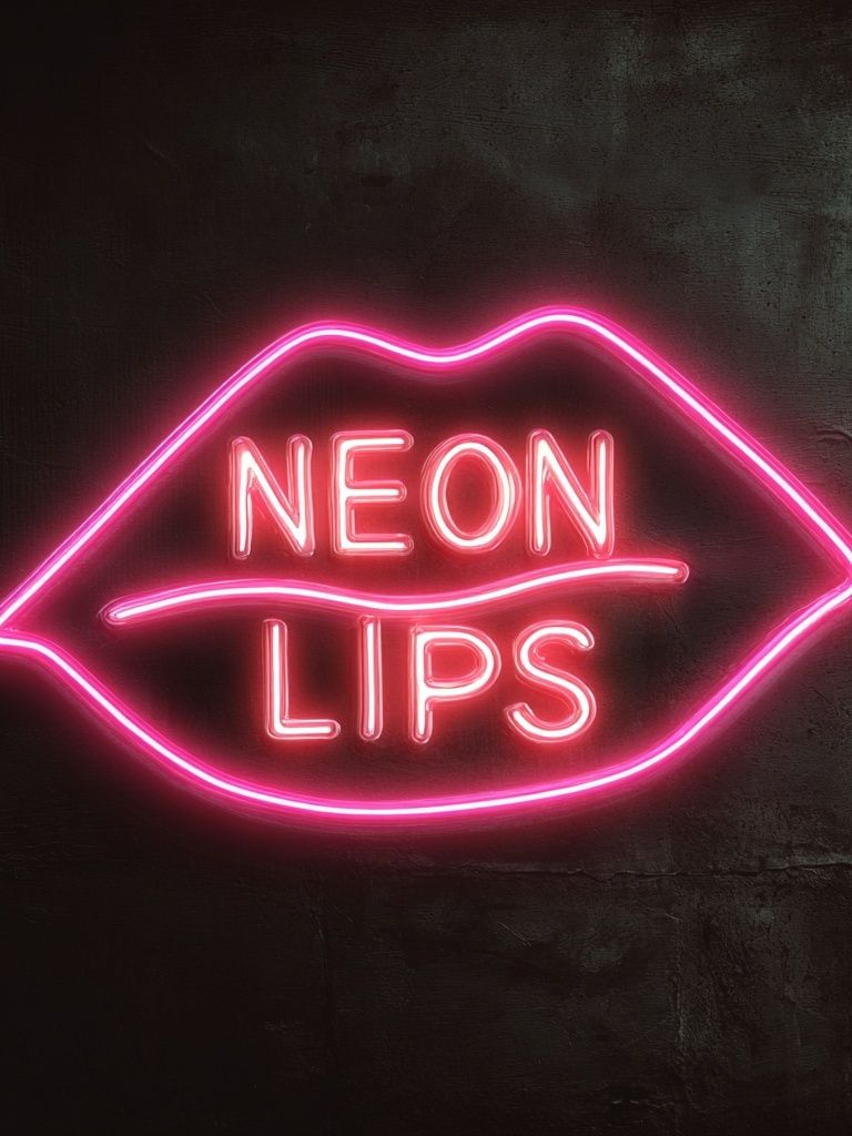 Neon Lips Typography Poster. poster — typography art