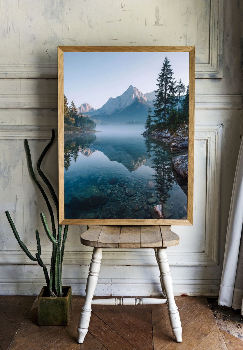 Misty Mountain Lake — Nature Poster room preview