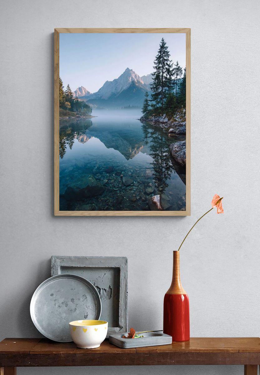 Misty Mountain Lake — Nature Poster. — room view 3