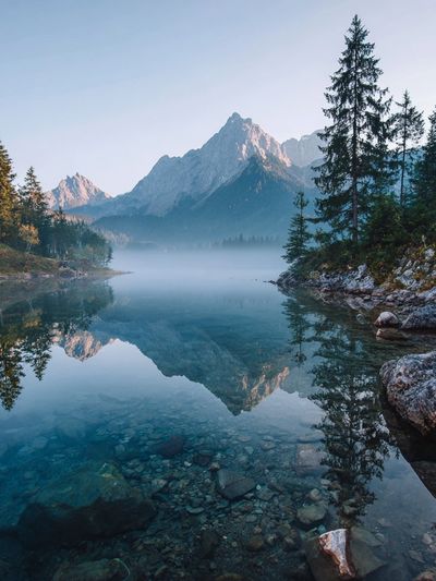 Misty Mountain Lake — Nature Poster. poster