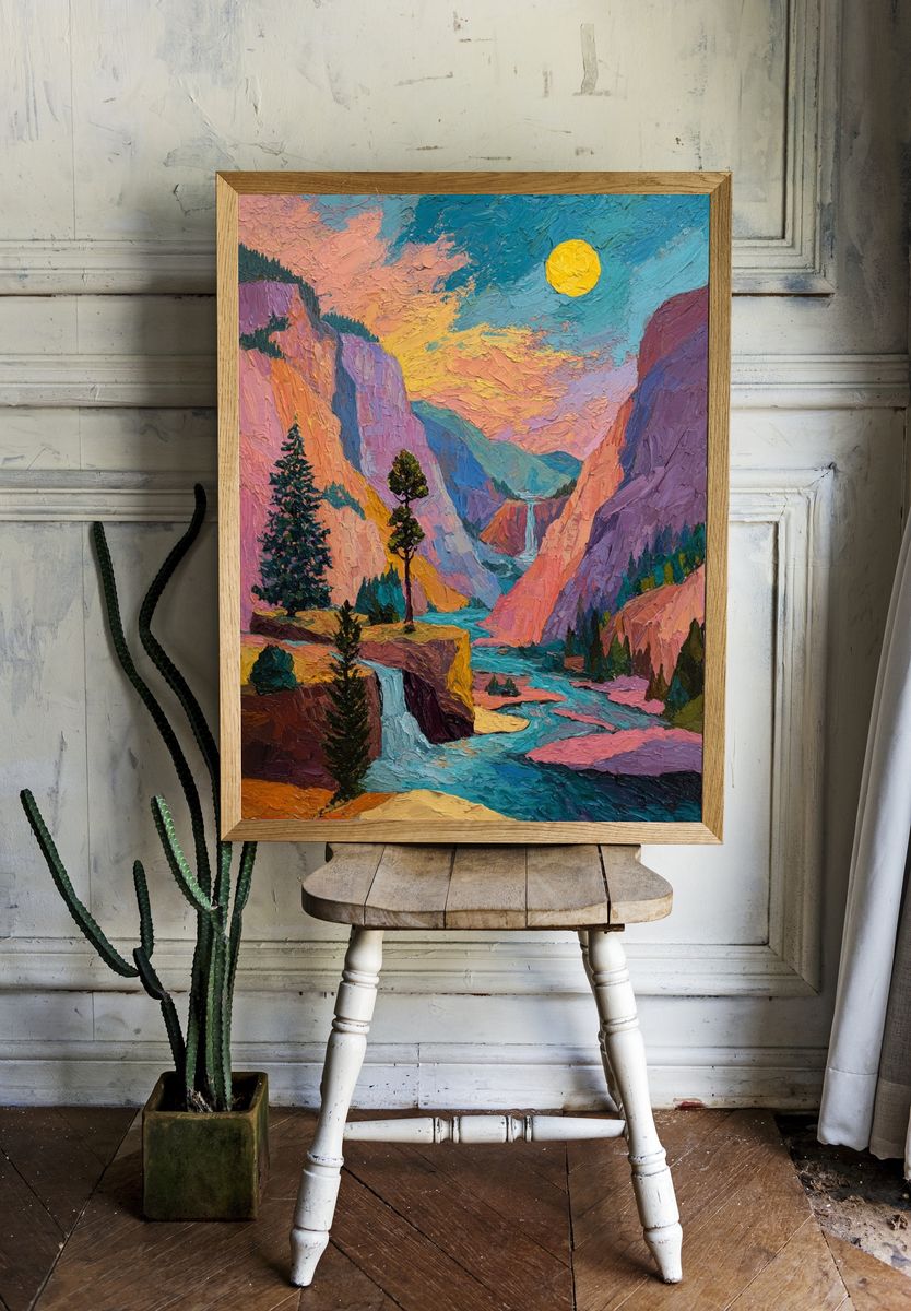 Vibrant Mountain Landscape Poster. — room view 1