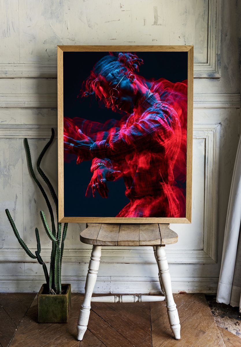 Neon Motion Portrait Print. room preview