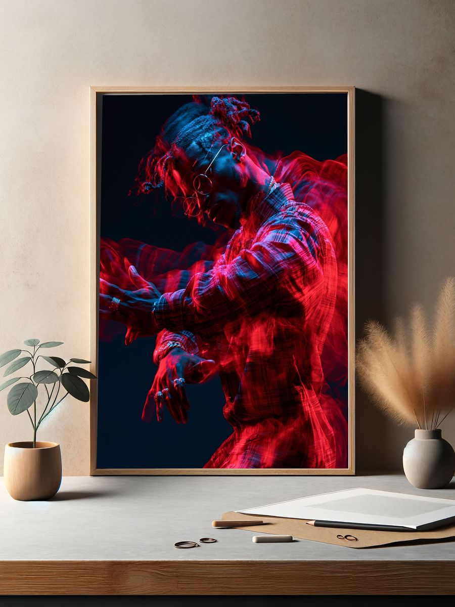 Neon Motion Portrait Print. — room view 2