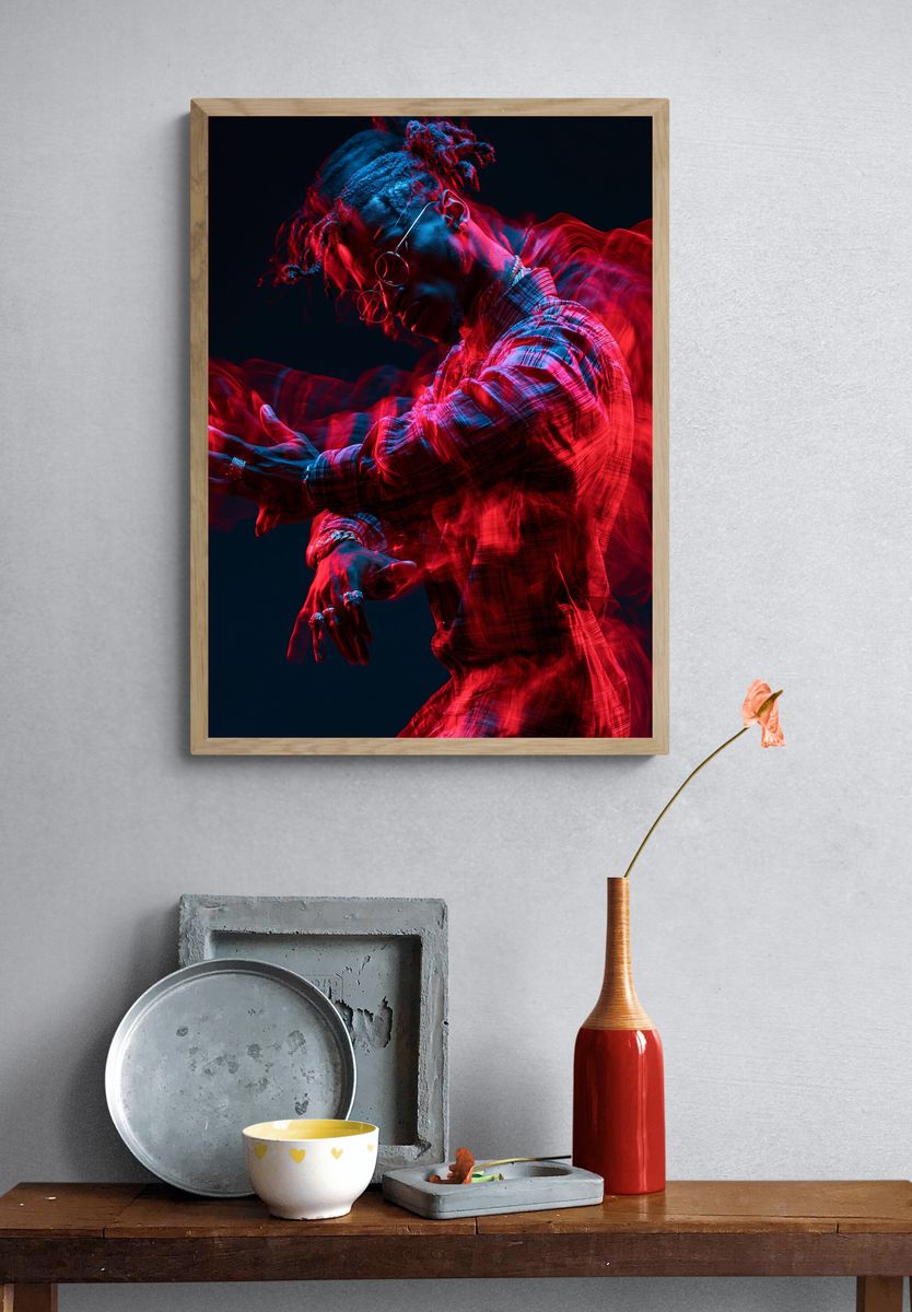 Neon Motion Portrait Print. — room view 3