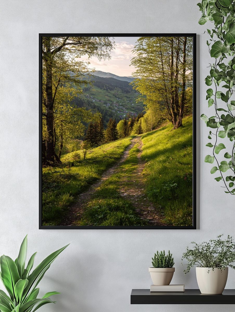 Serene Mountain Path — Nature Poster. — room view 4
