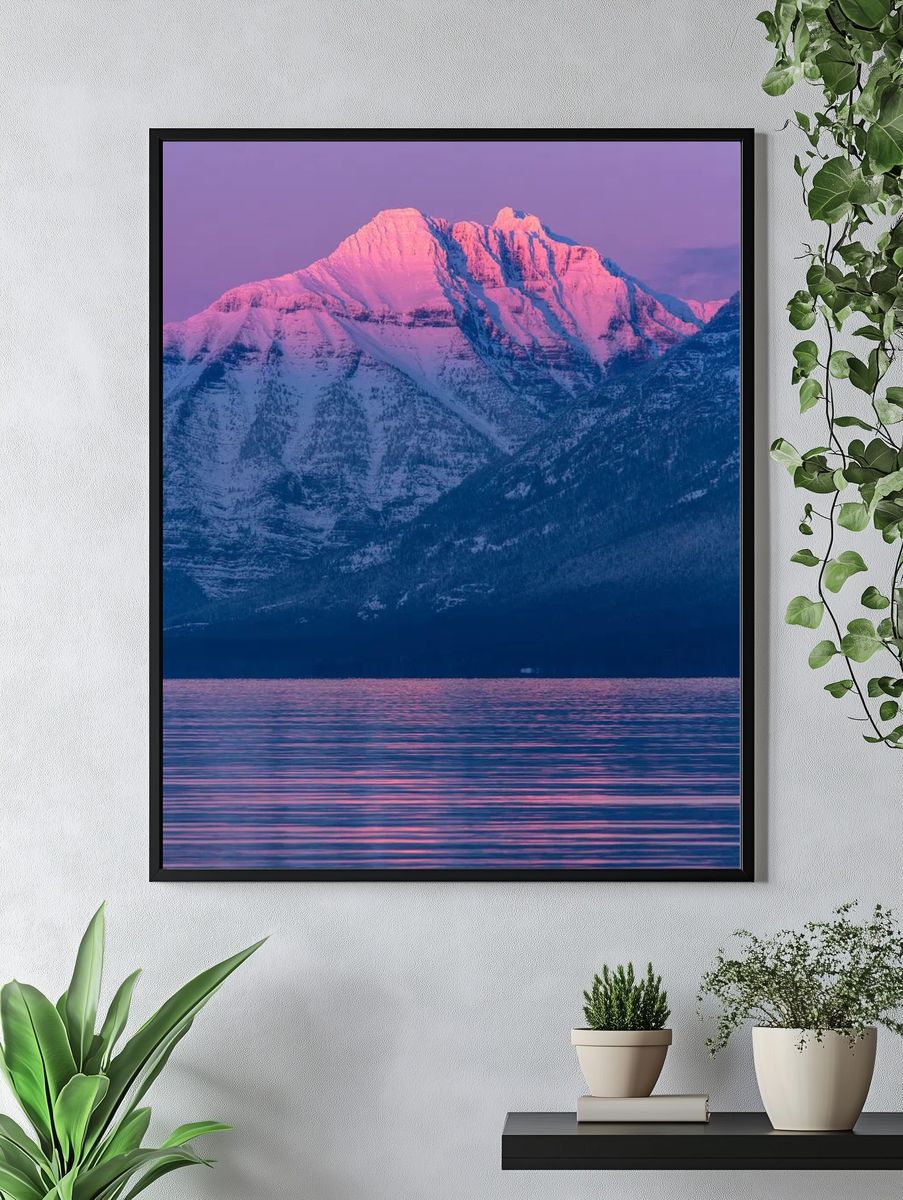 Majestic Mountain Reflection — Nature Poster. — room view 4