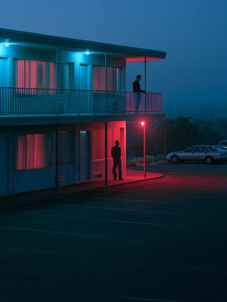 Neon Motel Night Photography Poster. poster — photography art