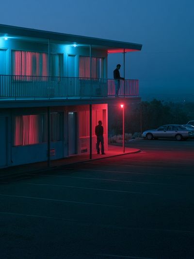 Neon Motel Night Photography Poster.