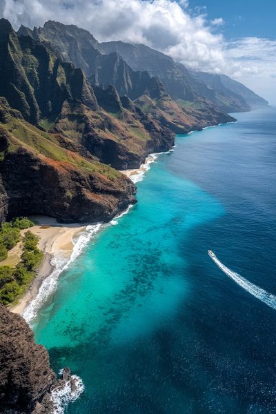 Na Pali Coast Aerial Photography Poster. poster print
