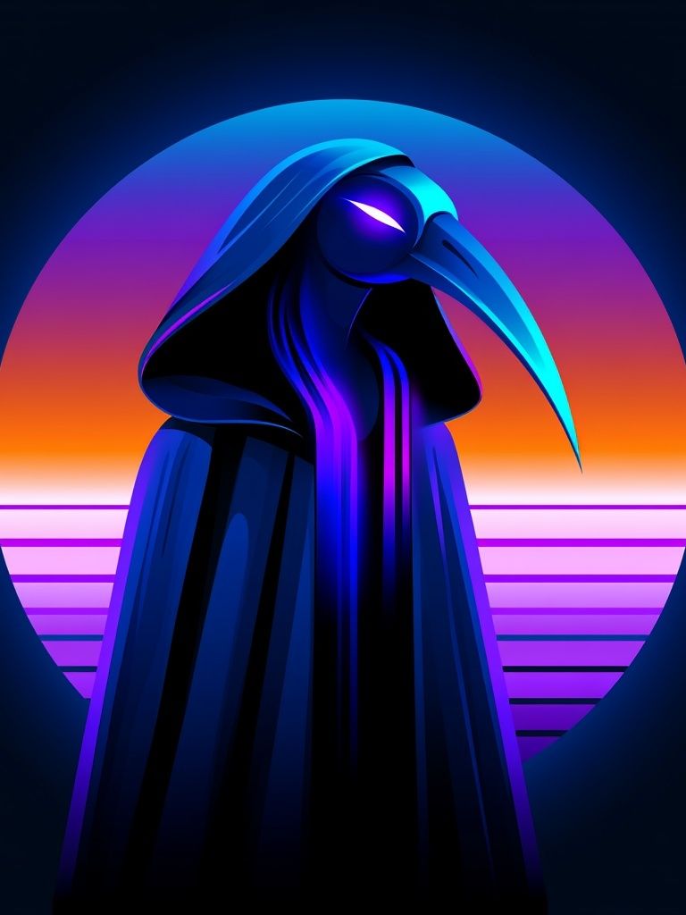 Neon Plague Doctor Illustration Poster. poster — illustration art