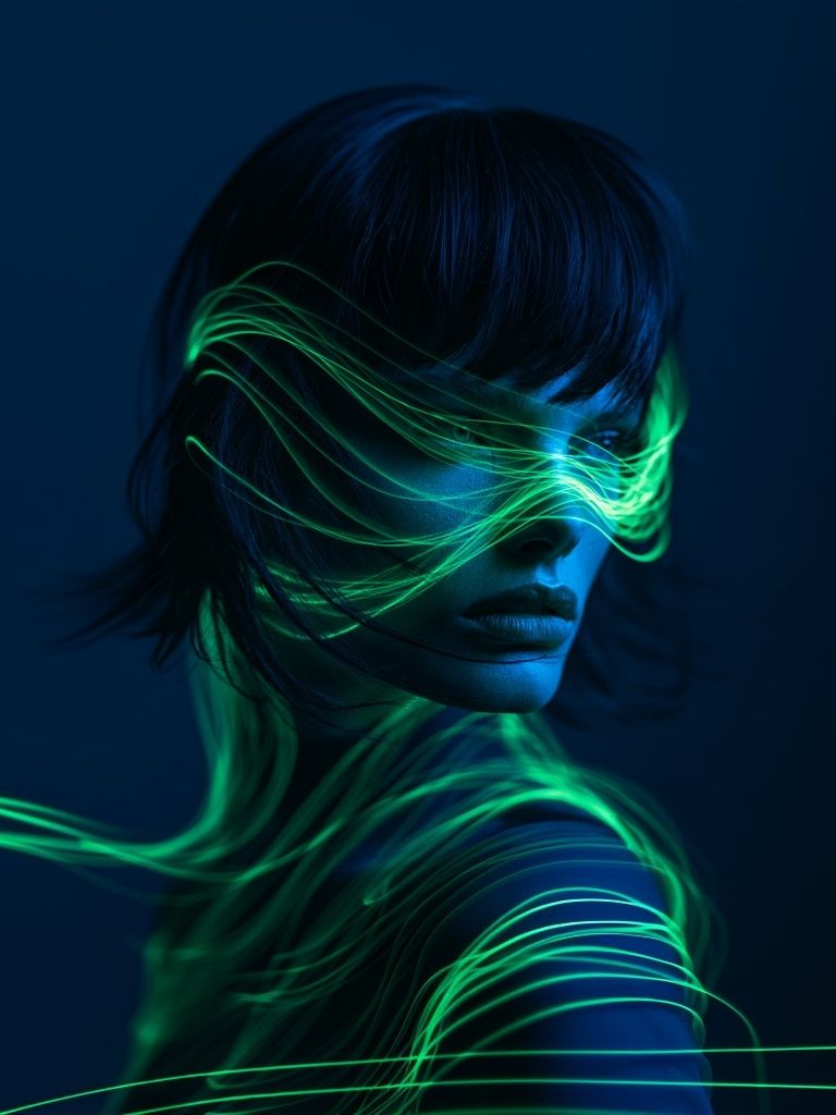 Neon Portrait Digital Art Poster. poster detail
