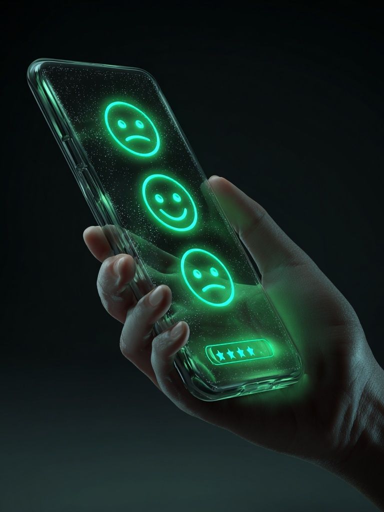 Neon Phone Rating Illustration Poster. poster detail
