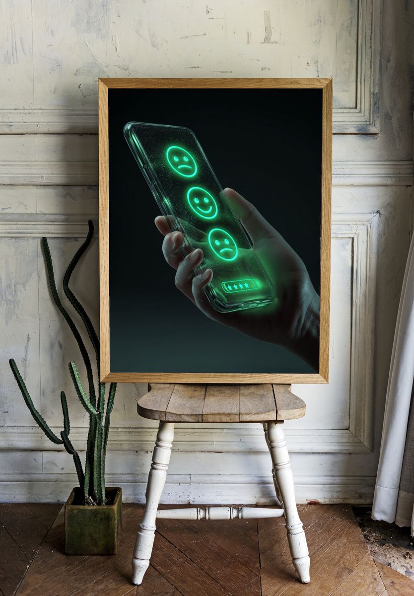 Neon Phone Rating Illustration Poster room preview