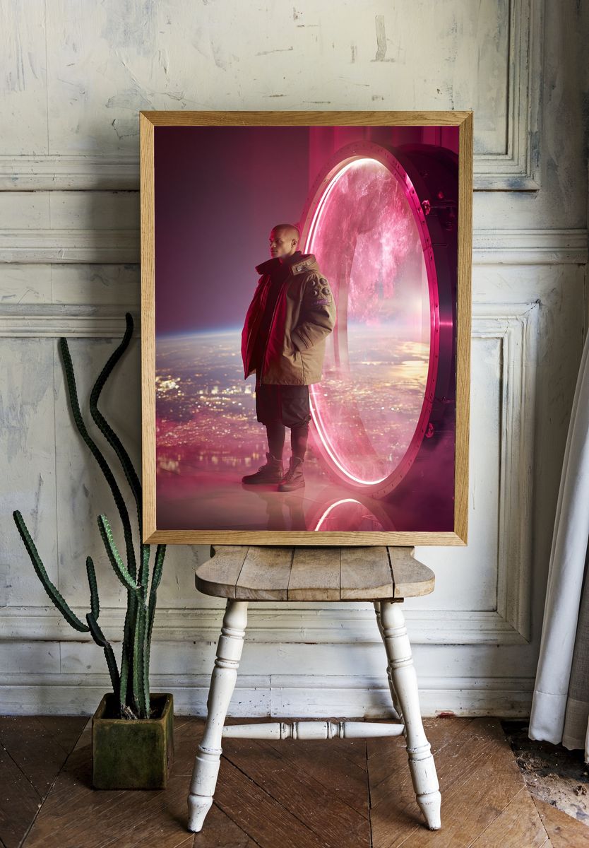 Neon Portal Portrait Poster. — room view 1