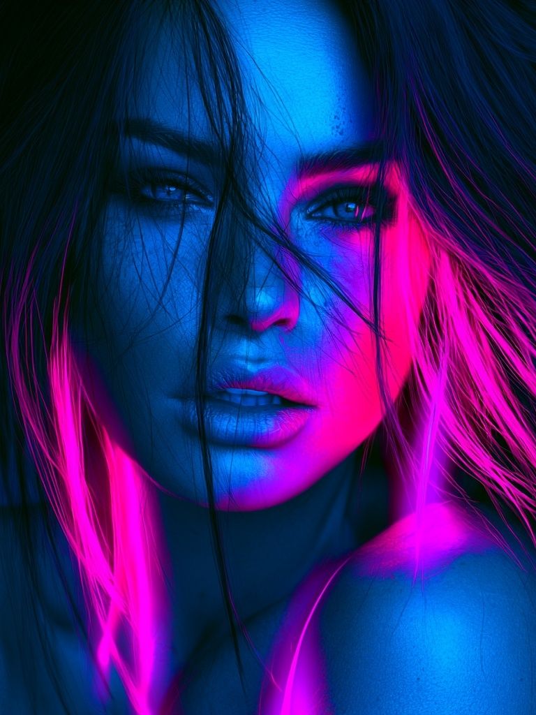 Neon Portrait Photography Poster. poster detail