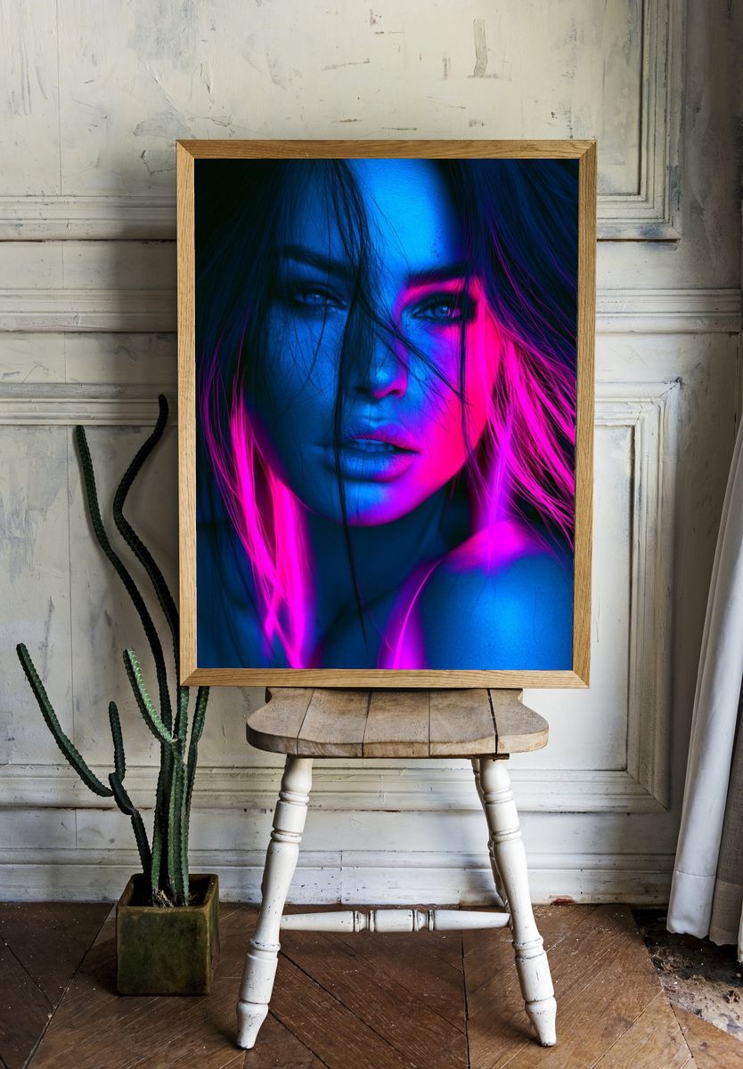 Neon Portrait Photography Poster. — room view 1