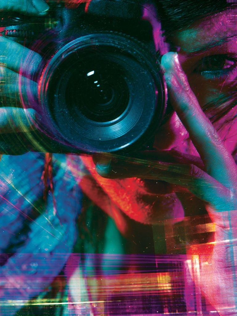 Neon Photographer Portrait Print. poster — photography art