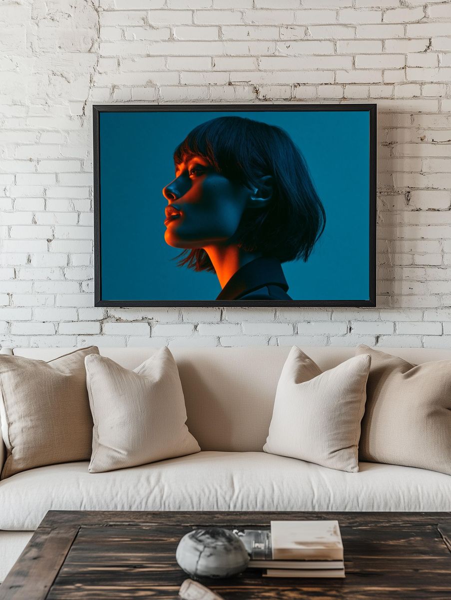 Neon Profile Portrait Print. — room view 1