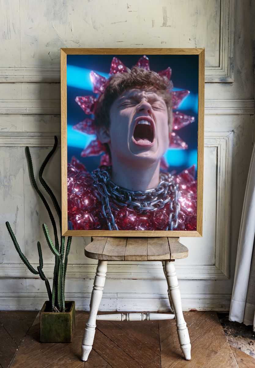 Neon Scream Portrait Print. — room view 1