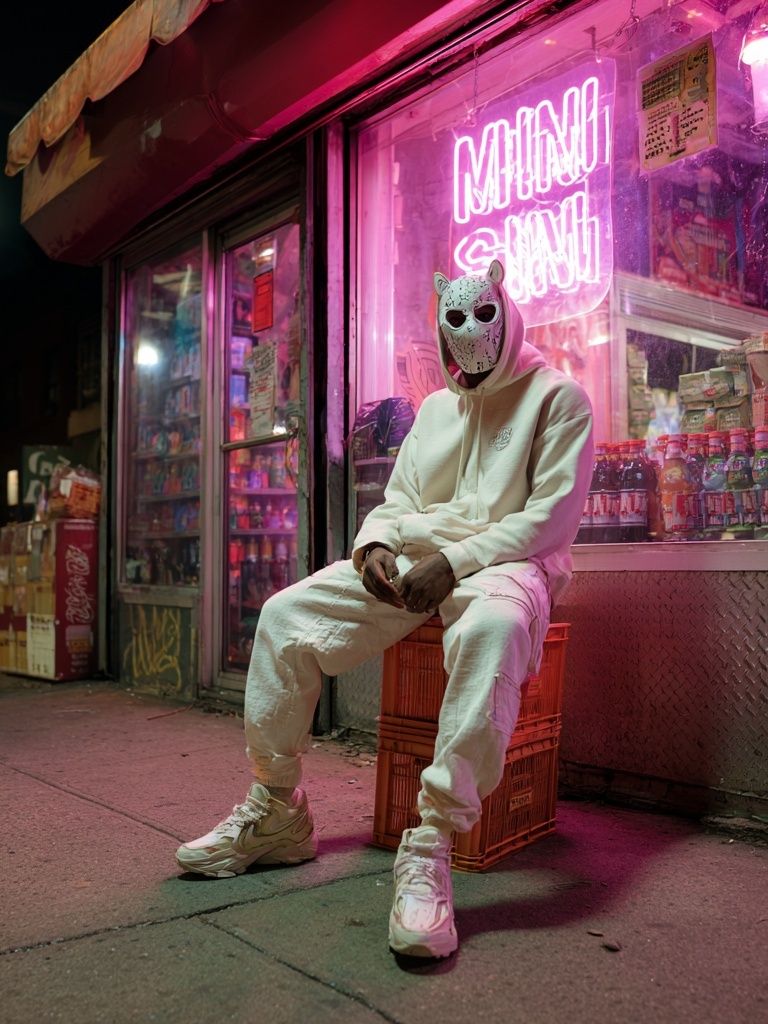 Neon Night Street Portrait Print. poster — photography art