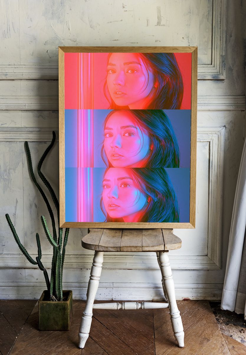 Neon Portrait Triptych Print. — room view 1