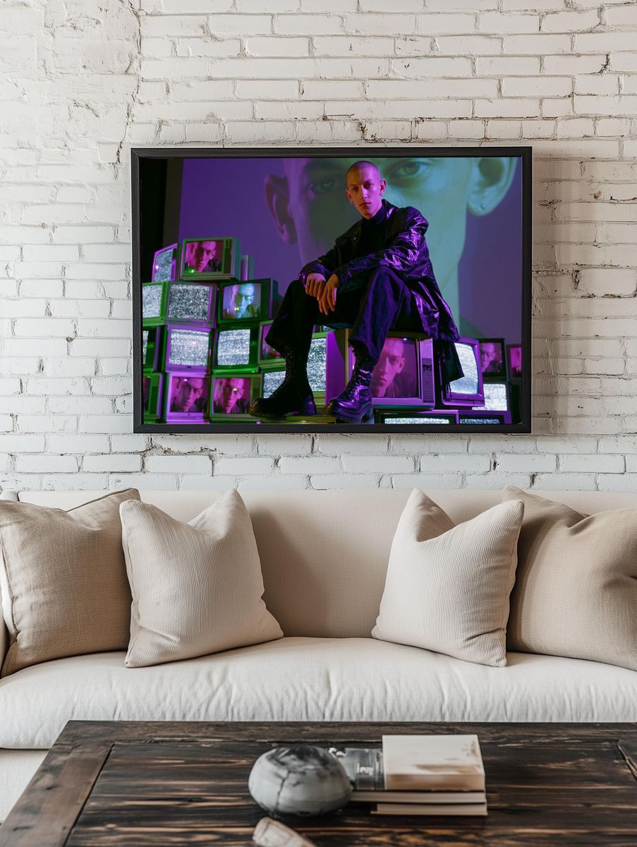 Neon Portrait TV Stack Poster. — room view 1