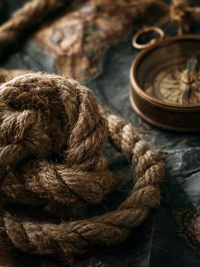 Nautical Rope and Compass Photography Poster.